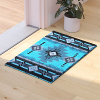 Flash Furniture ACD-RGC318-23-TQ-GG Mohave Collection 2' x 3' Turquoise Traditional Southwestern Style Area Rug - Olefin Fibers with Jute Backing